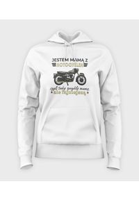 MegaKoszulki - Bluza damska z kapturem Mama z motocyklem. Typ kołnierza: kaptur