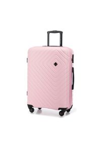 Wittchen - Zestaw walizek z ABS-u z geometrycznym tłoczeniem jasny róż. Kolor: różowy. Materiał: poliester. Wzór: geometria. Styl: elegancki #7