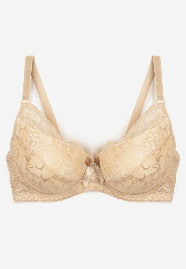 Renee - Beżowy Koronkowy Biustonosz Full-Cup z Regulowanymi Ramiączkami Kristianna. Kolor: beżowy. Materiał: koronka. Wzór: koronka