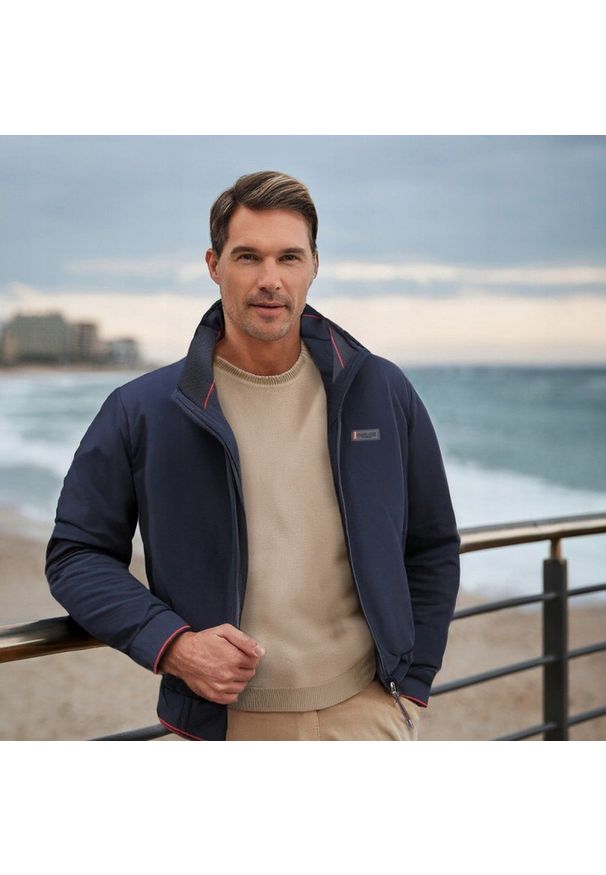 Ocieplona Zimowa Kurtka z Wysokim Kołnierzem - Pako Jeans - Granatowa. Kolor: niebieski. Materiał: poliester, tkanina. Sezon: zima