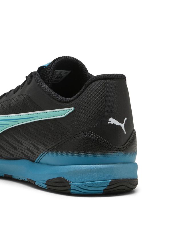 Puma - Halowe buty piłkarskie IBERO IV PUMA Black Aquatic Tropical Blue White Green. Kolor: czarny, niebieski, wielokolorowy, biały. Sport: piłka nożna