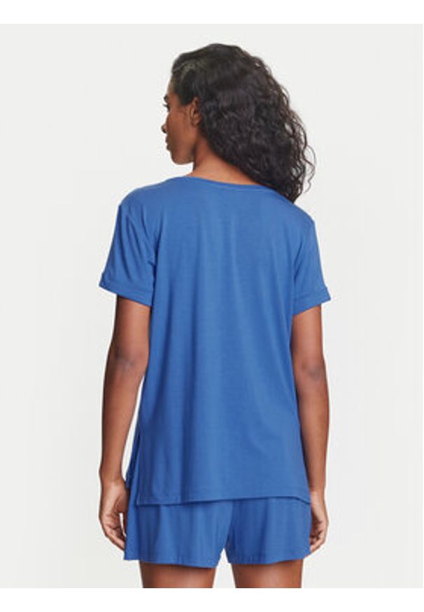 Emporio Armani T-Shirt EW000780 AF12192 UA012 Niebieski Regular Fit. Kolor: niebieski. Materiał: wiskoza