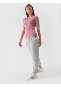 4f - 4F T-Shirt 4FAW23TTSHF0906 Różowy Slim Fit. Kolor: różowy. Materiał: bawełna