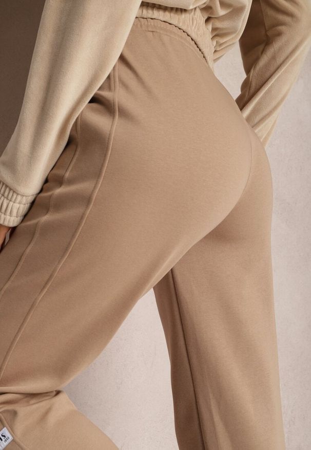 Renee - Beżowe Bawełniane Spodnie Dresowe Grypina. Kolor: beżowy. Materiał: dresówka, bawełna