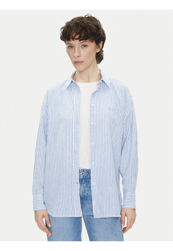 Pepe Jeans Koszula Dream PL305033 Niebieski Loose Fit. Kolor: niebieski. Materiał: len, bawełna