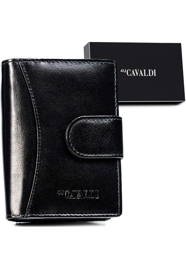 4U CAVALDI - Portfel damski 4U Cavaldi RD-09-GCL czarny. Kolor: czarny. Materiał: skóra