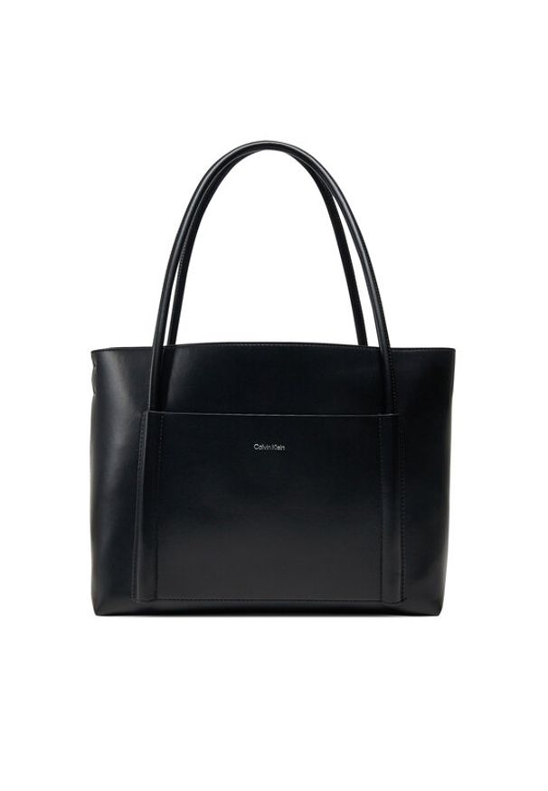 Calvin Klein Torebka Ck Linn Medium Shopper K60K613110 Czarny. Kolor: czarny. Materiał: skórzane