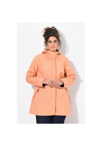 ULLA POPKEN - Damskie Długa kurtka softshell wodoodporna wzór z kroplami deszczu kaptur. Kolekcja: plus size. Kolor: pomarańczowy. Materiał: poliester, materiał, elastan. Długość: długie. Sport: turystyka piesza #1