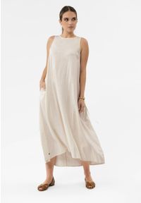 Volcano - Sukienka oversize z lnem G-MAKAYLA. Materiał: len. Długość rękawa: bez rękawów. Wzór: aplikacja. Typ sukienki: oversize. Styl: elegancki #1