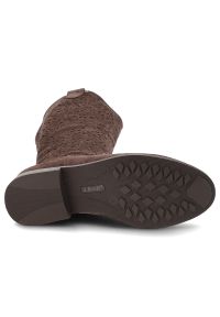 Kozaki damskie S.Barski, wysoka cholewka materiałowe wnętrze zapinane na suwak oraz miękka wkładka, brązowe, HY61-8023. Wysokość cholewki: przed kolano. Kolor: brązowy. Materiał: materiał. Szerokość cholewki: normalna #3