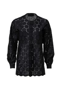 ANIA KUCZYŃSKA - Koszula z bawełnianej koronki Tramontana. Kolor: czarny. Materiał: bawełna, koronka. Wzór: koronka. Sezon: lato. Styl: klasyczny #2