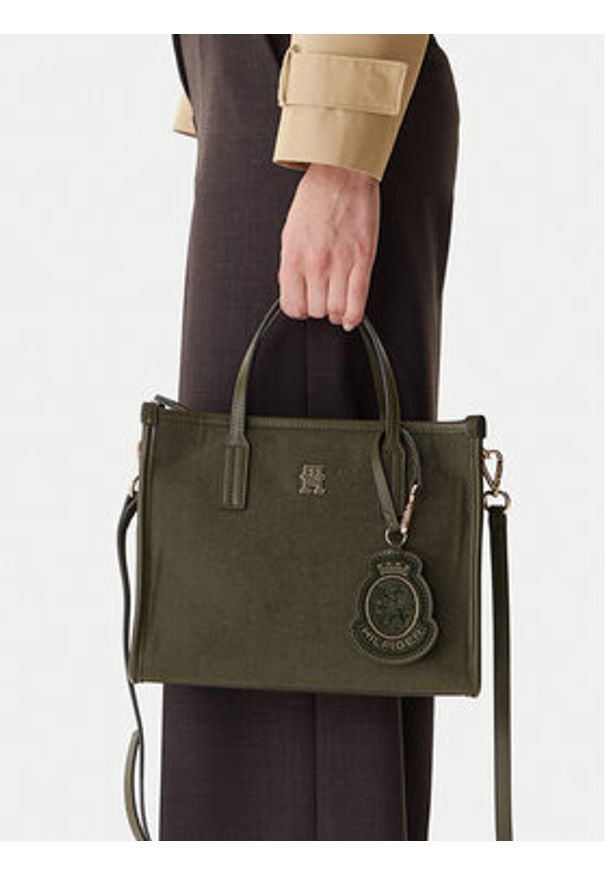TOMMY HILFIGER - Tommy Hilfiger Torebka City Small Tote Melton AW0AW17852 Khaki. Kolor: brązowy