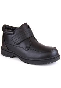 Atletico Trzewiki buty męskie na rzep ocieplane czarne Man's Style WS-004. Zapięcie: rzepy. Kolor: czarny
