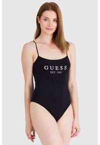 Guess - GUESS Czarne body na ramiączkach z logo. Kolor: czarny. Materiał: bawełna #1