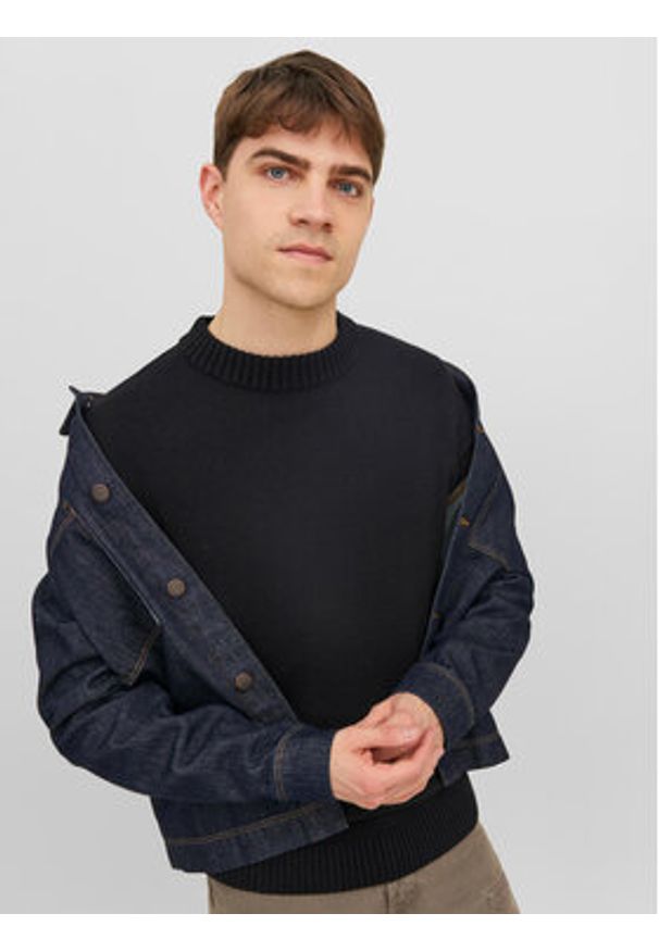 Jack & Jones Sweter 12236774 Czarny Regular Fit. Kolor: czarny. Materiał: bawełna, syntetyk