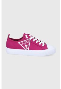 Guess Tenisówki damskie kolor różowy. Nosek buta: okrągły. Zapięcie: sznurówki. Kolor: różowy. Materiał: guma