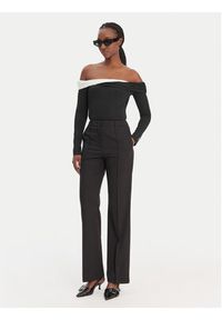 Karl Lagerfeld - KARL LAGERFELD Bluzka B1W17009 Czarny Slim Fit. Typ kołnierza: dekolt w karo. Kolor: czarny #4