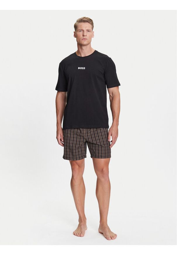 BOSS Piżama Easy 50545944 Czarny Regular Fit. Kolor: czarny. Materiał: bawełna