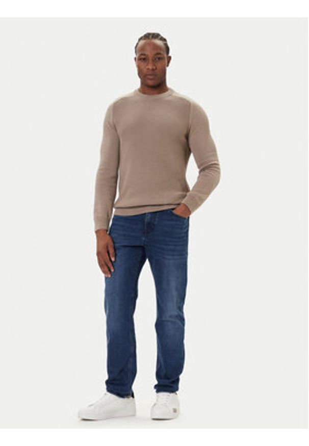 JOOP! Jeans Sweter 15 JJK-11Olivier 30047100 Beżowy Modern Fit. Kolor: beżowy. Materiał: bawełna