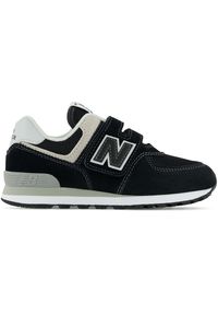 Buty New Balance PV574EVB – czarne. Okazja: na co dzień. Zapięcie: rzepy. Kolor: czarny. Materiał: syntetyk, materiał, skóra, guma, zamsz. Szerokość cholewki: normalna. Model: New Balance 574. Sport: turystyka piesza #1