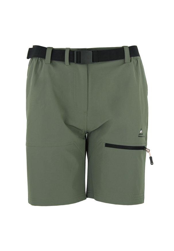 PEAK MOUNTAIN - Szorty z paskiem dla kobiet Peak Mountain. Kolor: zielony. Sport: turystyka piesza