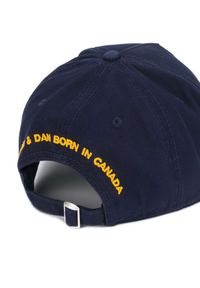 DSQUARED2 - Granatowa czapka z kanadyjskim motywem. Kolor: czarny. Materiał: bawełna, materiał. Wzór: napisy, haft #3