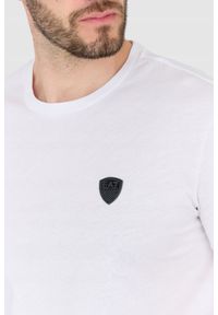 EA7 Emporio Armani - EA7 Biała koszulka męska z naszywką z logo, Rozmiar XXL. Kolor: biały. Wzór: aplikacja #3