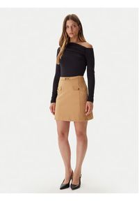 Guess Spódnica trapezowa W5BD61 KCMU2 Beżowy Regular Fit. Kolor: beżowy. Materiał: syntetyk