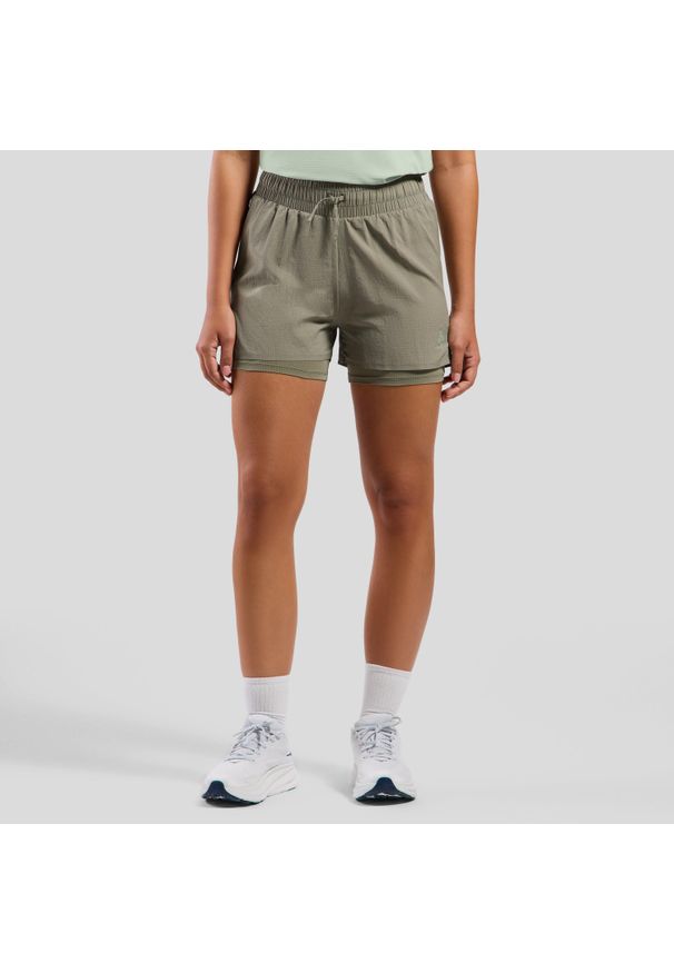 Spodenki damskie Odlo ZEROWEIGHT 3 INCH 2-in-1 short. Kolor: zielony. Sport: bieganie