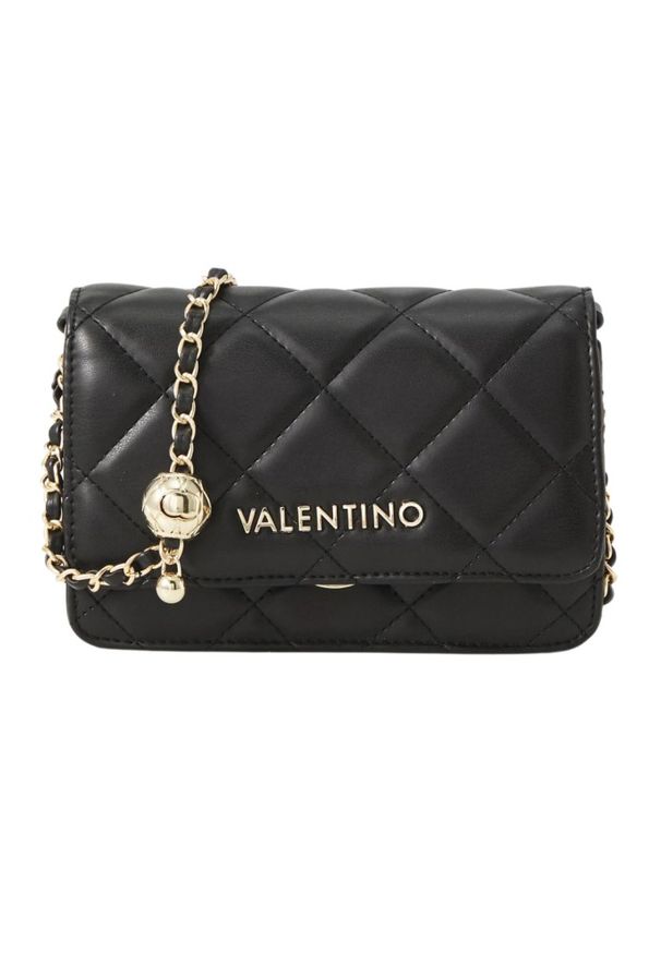 Valentino by Mario Valentino - VALENTINO Czarna torebka damska Ocarina Flap Bag. Kolor: czarny. Materiał: skórzane