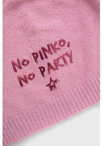 Pinko Czapka z domieszką wełny kolor różowy. Kolor: różowy. Materiał: wełna