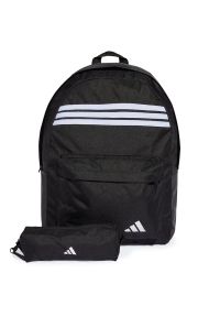 Adidas - Plecak adidas Sportswear Classic 3-Stripes Horizontal JZ3321 - czarny. Kolor: czarny. Materiał: poliester, materiał. Styl: klasyczny, casual