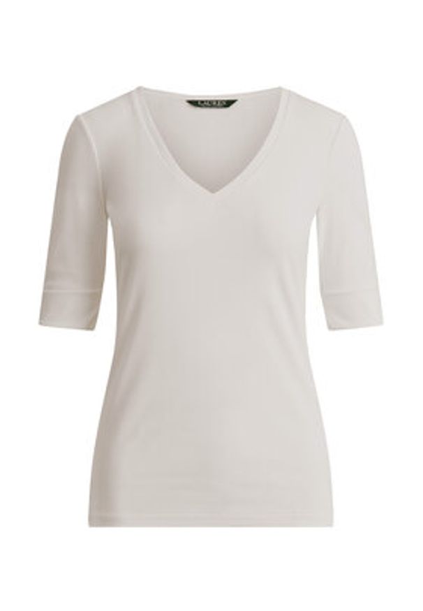 Lauren Ralph Lauren - LAUREN RALPH LAUREN Bluzka 200815843001 Biały Slim Fit. Kolor: biały. Materiał: bawełna