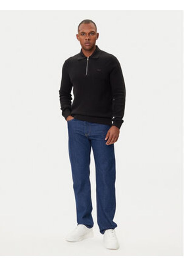 Lacoste Sweter AH5187 Czarny Regular Fit. Kolor: czarny. Materiał: bawełna