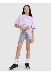4f - 4F Legginsy kolarki z efektem acid wash dziewczęce - szare 158 (12-13 lat). Okazja: na co dzień. Stan: podwyższony. Kolor: szary. Materiał: dzianina, materiał, bawełna, jersey. Długość: krótkie. Wzór: gładki, ze splotem. Sezon: lato. Styl: sportowy, casual