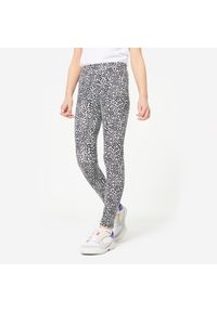 Decathlon - Legginsy dziecięce Domyos 500. Okazja: na uczelnię. Kolor: czarny. Materiał: materiał, elastan, bawełna. Styl: sportowy