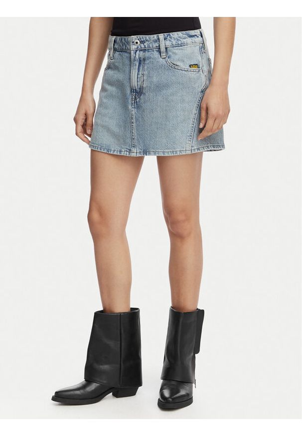 G-Star RAW - G-Star Raw Spódnica jeansowa Cinch D28409-E352 Niebieski Regular Fit. Kolor: niebieski. Materiał: bawełna