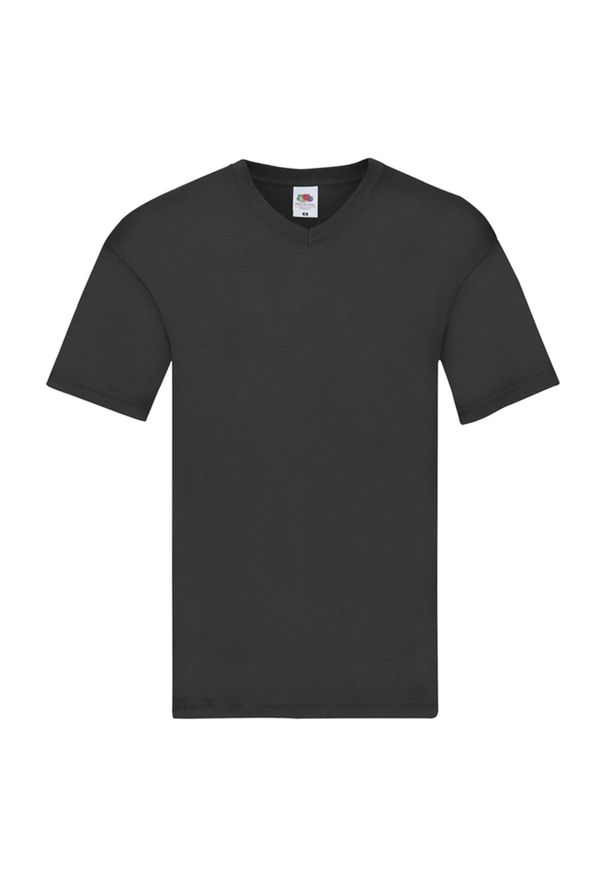 FRUIT OF THE LOOM - Oryginalna Koszulka Unisex Dla Dorosłych Z Dekoltem W Szpic. Kolor: czarny