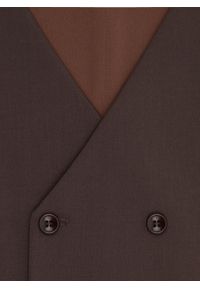 Pako Lorente - PAKO LORENTE - Brązowa dwurzędowa kamizelka męska. Kolor: brązowy. Materiał: wełna, poliester, elastan, wiskoza. Styl: elegancki, młodzieżowy #4