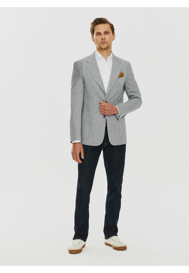 PAKO LORENTE – Lniana szara marynarka męska melanż P24SF-3X-011-S-S - Pako Lorente. Kolor: szary. Materiał: len. Wzór: melanż