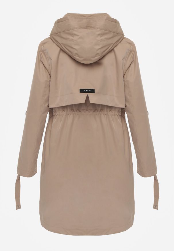 Born2be - Brązowa Kurtka w Stylu Parki z Odpinanym Kapturem i Sznurkami Enang. Okazja: na spacer. Kolor: brązowy. Materiał: prążkowany, jeans