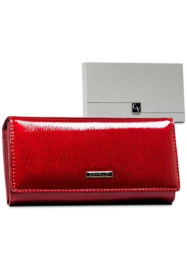 4U CAVALDI - Portfel lakierowany 4U Cavaldi [DH] H27-1-SH9 czerwony. Kolor: czerwony. Materiał: lakier