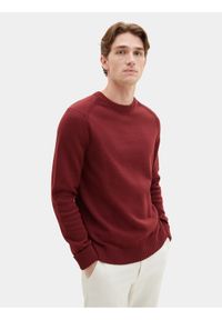 Tom Tailor Sweter 1038246 Bordowy Regular Fit. Kolor: czerwony. Materiał: bawełna #1