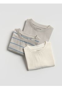 Reserved - Bawełniany t-shirt 3 pack - złamana biel. Materiał: bawełna #1