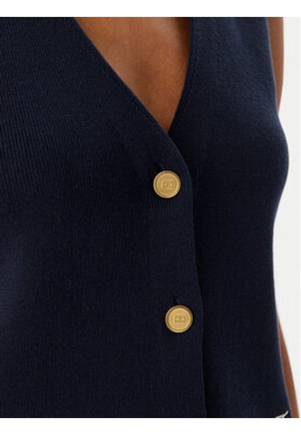 TOMMY HILFIGER - Tommy Hilfiger Top WW0WW49707 Granatowy Slim Fit. Kolor: niebieski. Materiał: bawełna