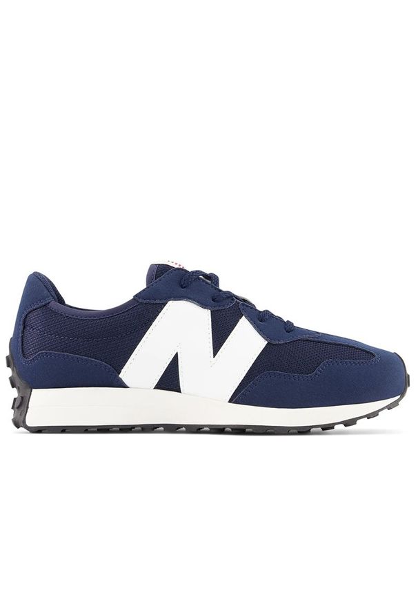 Buty New Balance GS327CNW - granatowe. Okazja: na co dzień. Kolor: niebieski. Materiał: materiał, syntetyk, guma. Szerokość cholewki: normalna. Sezon: lato