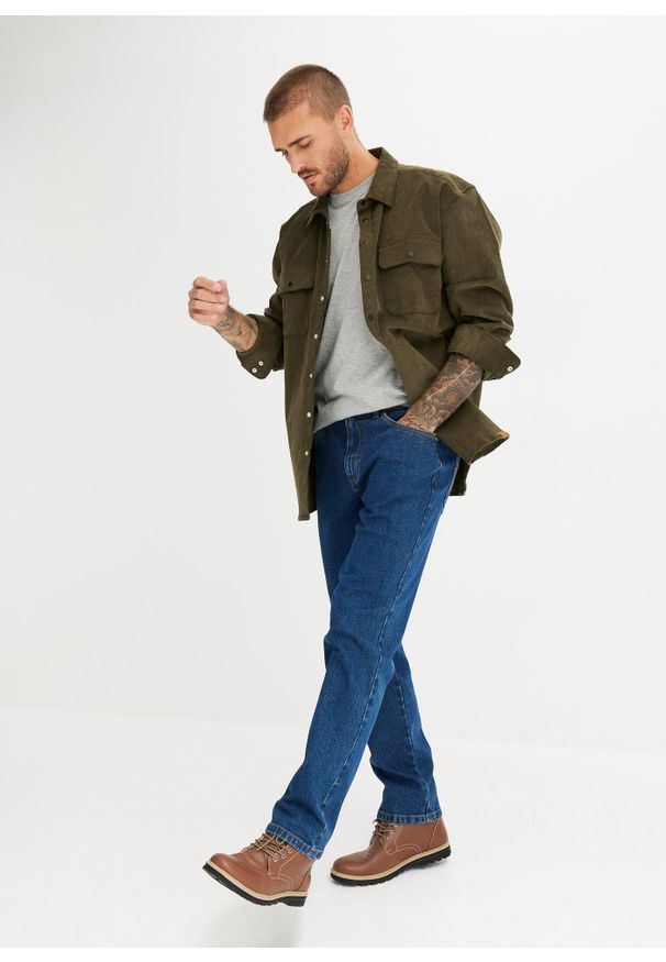 bonprix - Klasyczne jeansy ze stretchem classic fit, straight. Stan: podwyższony. Kolor: niebieski. Styl: klasyczny