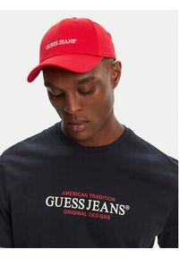 Guess Jeans T-Shirt M4YI42 K8FQ4 Granatowy Regular Fit. Kolor: niebieski. Materiał: bawełna