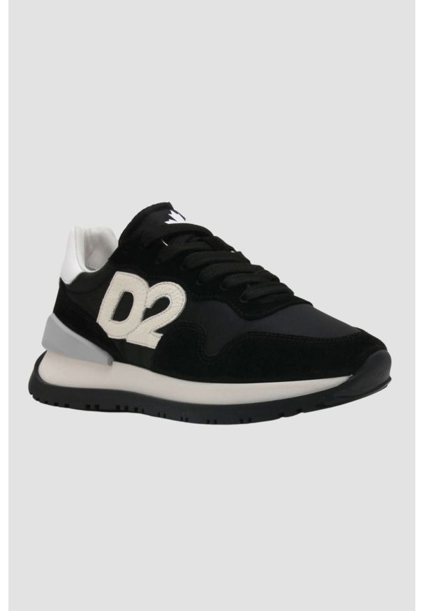 DSQUARED2 Czarne sneakersy Running Low Top. Kolor: czarny. Materiał: skóra. Sport: bieganie