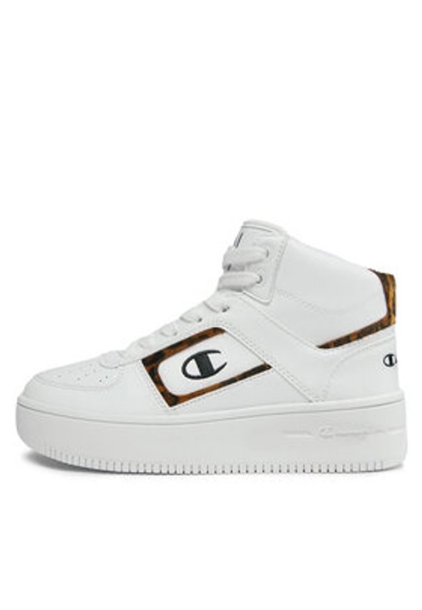 Champion Sneakersy Mid Cut Foul Play Plat Mid Animalie S11601-WW001 Biały. Kolor: biały. Materiał: skóra